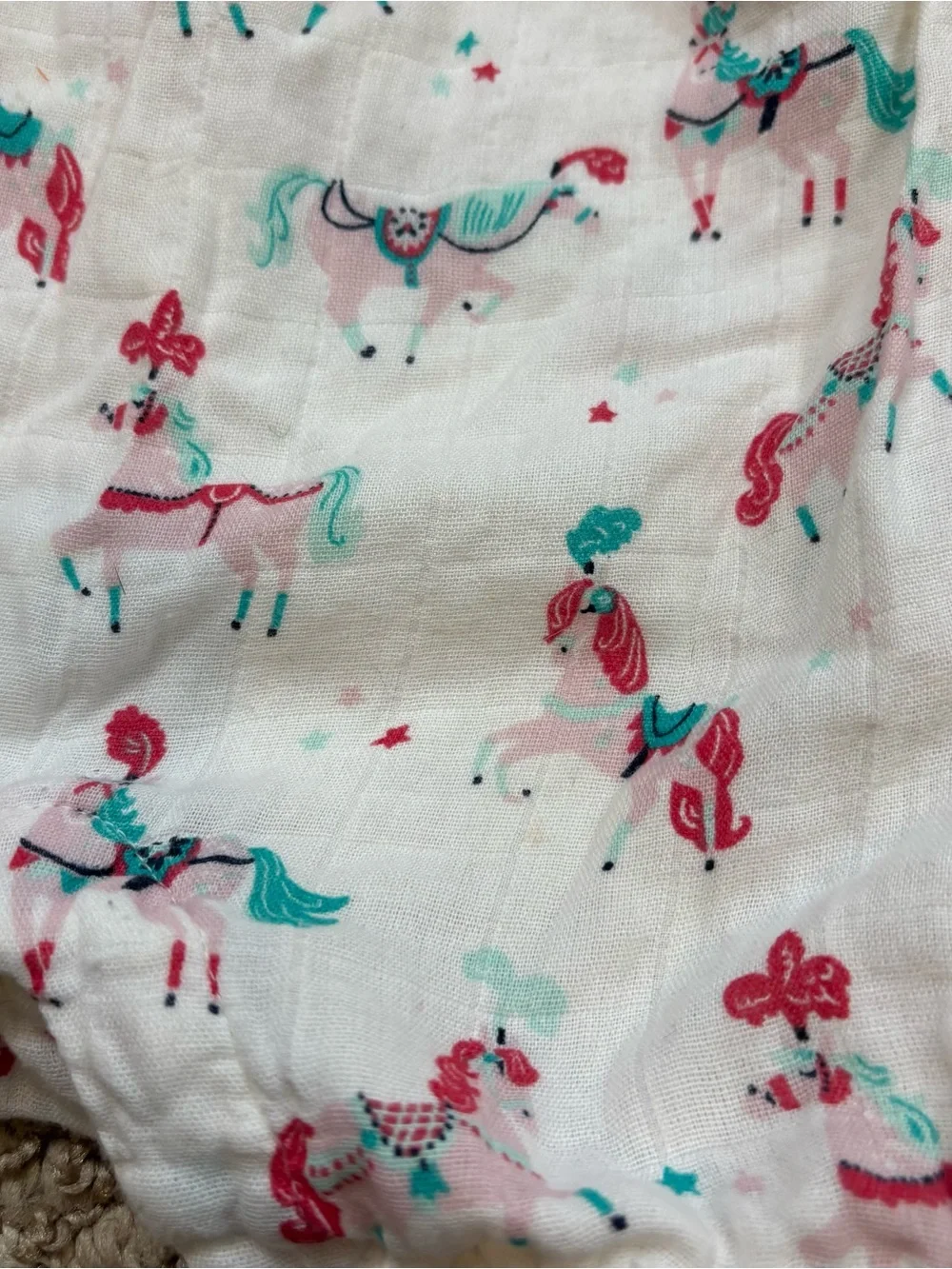 Hayley‎ Baby Girl Carousel Horse Romper 100% Cotton, Size 6-9 Months